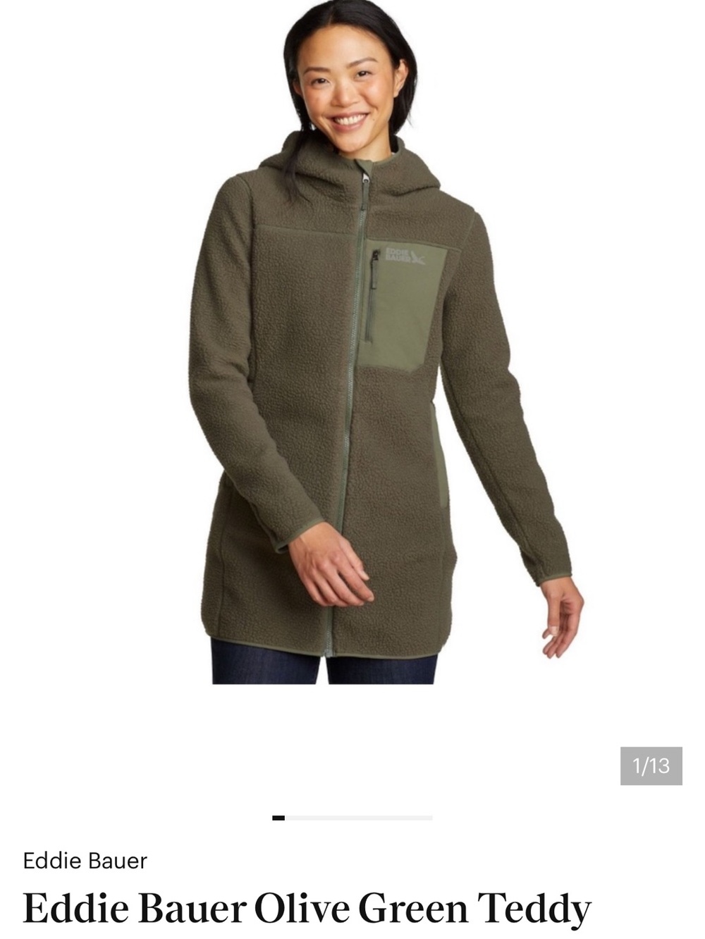 Eddie Bauer Women's Quest 300 Fleece Parka L Jacket Warm New  teddy puppy